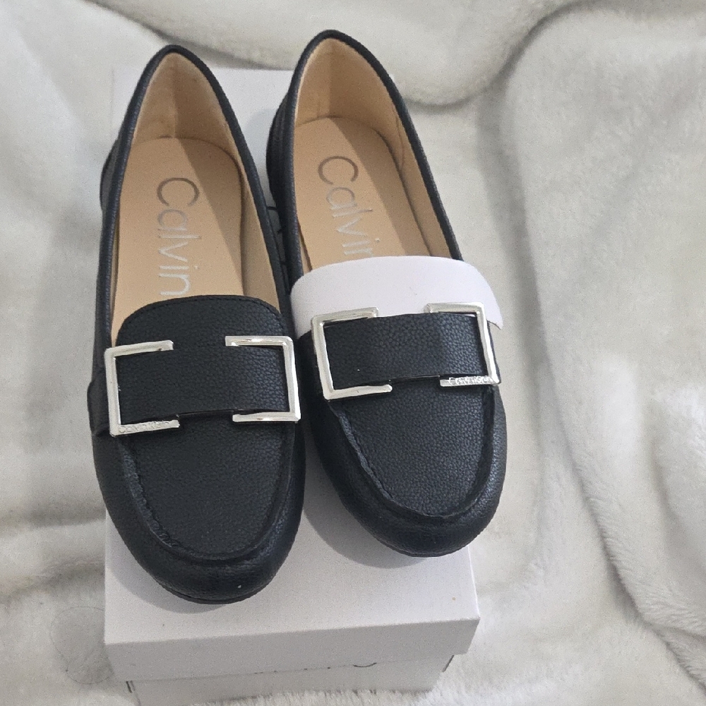 Calvin Klein Two-Tone Black and White Loafers
